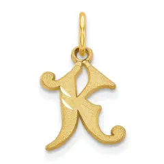 14K Gold Initial K Charm Jewelry FindingKing 17mm x 10mm