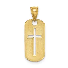 14K Gold Polished Cross Cut-Out Pendant Charm Jewelry 25 x 10 mm