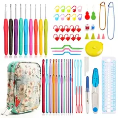 Crochet Hooks Set with Case,9 Ergonomic Crochet Hooks with Soft Grip,12 Aluminum,Full Crochet Kit for Beginners Adults with Crochet Tools and Accessories