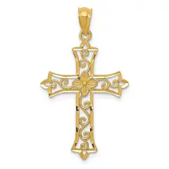 14K Gold Cross Pendant Charm Jewelry 25 x 18 mm