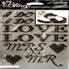 Jolee's Boutique All That Bling Black Words Wedding Bling Adhesive Gems