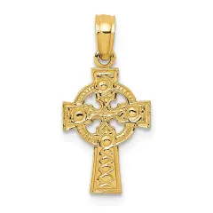 14K Gold Celtic Cross Eternity Circle Pendant Charm Jewelry 19 x 10mm