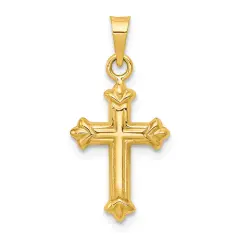 14K Yellow Gold Cross Charm Pendant Religious Jewerly 23mm x 11mm