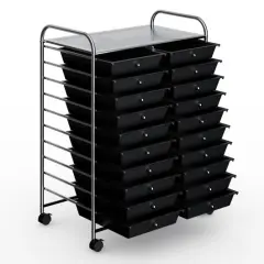 20-Drawer Mobile Storage Organizer Cart with Brake Wheels and Steel Frame for Home or Office Use Black