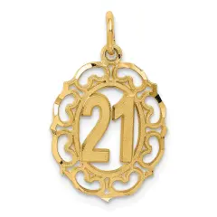 14K Gold #21 in Oval Pendant Jewelry FindingKing