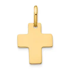 14K Yellow Gold Cross Charm Pendant Religious New |AD 22 X 13mm Jewerly