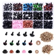 570 Pcs Plastic Safety Eyes and Noses with Washers , Craft Doll Eyes and Teddy Bear Nose for Amigurumi, Crafts, Crochet Toy and Stuffed Animals (Assorted Sizes)