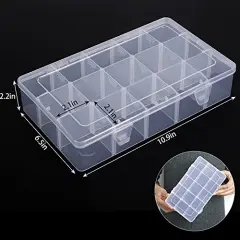 3 Pack 15 Grids Large Plastic Storage Box Organizer Box,15 Compartments with Dividers for Tackle Box,Beads,Washi Tape,Ribbon, Crafts, Art Supply 10.9X6.5X2.2inch