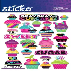 Sticko Glitter Cupcakes Stickers-23pcs
