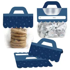 Big Dot of Happiness Navy Confetti Stars - DIY Simple Party Clear Goodie Favor Bag Labels - Candy Bags with Toppers - Set of 24