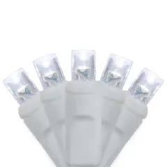 35 Cool White 5mm LED Christmas Lights, White Wire, 4" Spacing