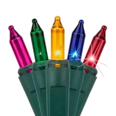 140 Multi Color Chasing Lights, Green Wire, 4" Spacing Multicolor