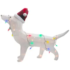 Northlight LED Lighted Dachshund Dog in Santa Hat Outdoor Christmas Decoration - 32" - Multicolor White
