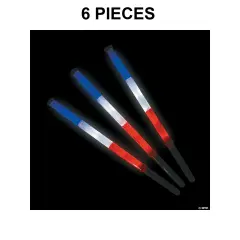 18 1/4" Patriotic Light-Up Flashing Red, White & Blue Plastic Batons - 6 Pc.