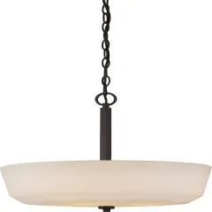 Nuvo Willow 14" 4-Light Pendant w/ White Glass in Aged Bronze Finish Forest Bronze