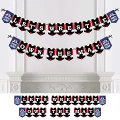 Big Dot of Happiness Own the Mat - Wrestling - Party Bunting Banner - Wrestler Party Decorations - Let's Wrestle Own the Mat