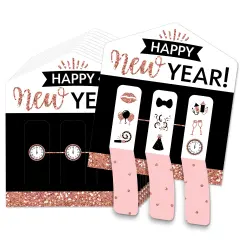 Big Dot of Happiness Rose Gold Happy New Year - New Years Eve Party Game Pickle Cards - Pull Tabs 3-in-a-Row - Set of 12