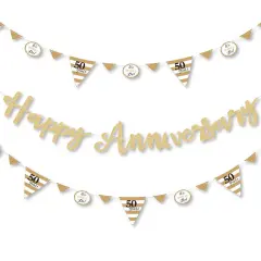 Big Dot of Happiness We Still Do - 50th Wedding Anniversary - Letter Banner Decor - 36 Cutouts & No-Mess Real Gold Glitter Happy Anniversary Letters