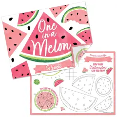 Big Dot of Happiness Sweet Watermelon - Paper Birthday Party Coloring Sheets - Activity Placemats - Set of 16