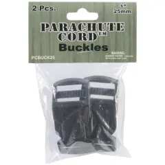 Pepperell Parachute Cord Bracelet Buckles 25mm 2/Pkg-Black
