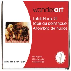 Wonderart Latch Hook Kit 24"X34"-Lab Puppies