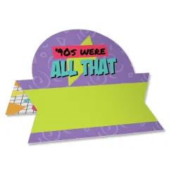 Big Dot of Happiness 90&rsquo;s Throwback - 1990s Party Tent Buffet Card - Table Setting Name Place Cards - Set of 24