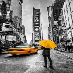 Man with yellow umbrella at Times square, New York Poster Print byAssaf Frank - Item # VARPDXAF20131115106PC02