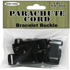 Pepperell Parachute Cord Bracelet Buckles 15mm 5/Pkg-Black