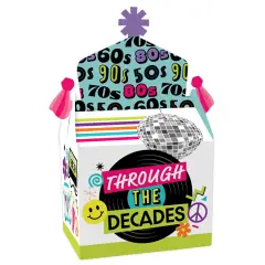 Big Dot of Happiness Through the Decades - Treat Box Party Favors - 50s, 60s, 70s, 80s, and 90s Party Goodie Gable Boxes - Set of 12