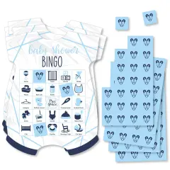 Big Dot of Happiness It&rsquo;s Twin Boys - Picture Bingo Cards and Markers - Blue Twins Baby Shower Shaped Bingo Game - Set of 18