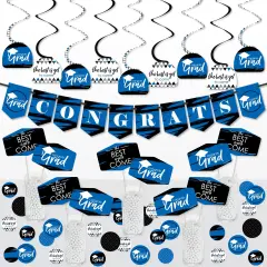 Big Dot of Happiness Blue Grad - Best is Yet to Come - Royal Blue Graduation Party Supplies Decoration Kit - Decor Galore Party Pack - 51 Pieces