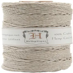 Hemptique Hemp Cord Spool 48lb 205'-Natural