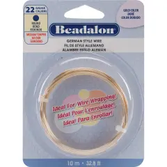 Beadalon German Style Wire-Gold Round - 22 Gauge, 32.8'