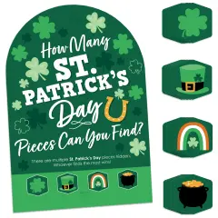 Big Dot of Happiness Shamrock St. Patrick's Day - Saint Paddy&rsquo;s Day Party Scavenger Hunt - 1 Stand and 48 Game Pieces - Hide and Find Game