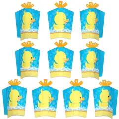 Big Dot of Happiness Ducky Duck - Table Decorations - Baby Shower or Birthday Party Fold and Flare Centerpieces - 10 Count