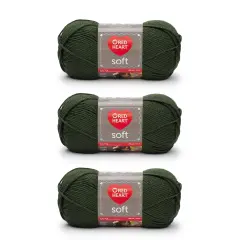 Red Heart Soft Dark Leaf Yarn - 3 Pack of 141g/5oz - Acrylic - 4 Medium (Worsted) - 256 Yards - Knitting/Crochet