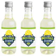 Big Dot of Happiness Let&rsquo;s Rally - Pickleball - Mini Wine and Champagne Bottle Label Stickers - Birthday or Retirement Party Favor Gift - Set of 16