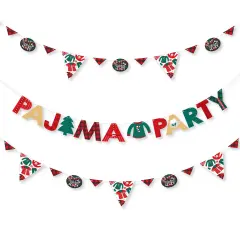 Big Dot of Happiness Christmas Pajamas - Holiday Plaid PJ Party Letter Banner Decoration - 36 Banner Cutouts and Pajama Party Banner Letters