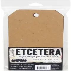 Tim Holtz Etcetera Mini Tag-4 Mini Tags And 4 Reinforcers