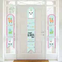 Big Dot of Happiness Whole Llama Fun - Hanging Vertical Paper Door Banners - Fiesta Baby Shower or Birthday Party Wall Decor Kit - Indoor Door Decor