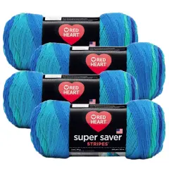 (Pack of 4) Red Heart Super Saver Yarn-Cool Stripe
