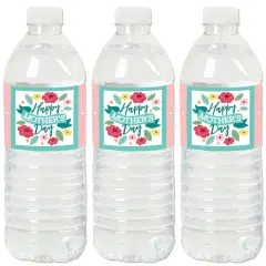 Big Dot of Happiness Colorful Floral Happy Mother's Day - We Love Mom Party Water Bottle Sticker Labels - Set of 20