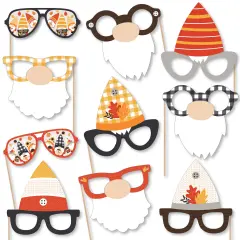 Big Dot of Happiness Fall Gnomes Glasses - Paper Card Stock Autumn Harvest Party Photo Booth Props Kit - 10 Count