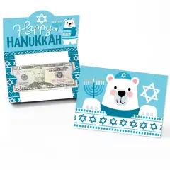 Big Dot of Happiness Hanukkah Bear - Chanukah Holiday Sweater Party Money and Gift Card Holders - Set of 8