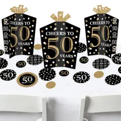 Big Dot of Happiness Adult 50th Birthday - Gold - Birthday Party Decor and Confetti - Terrific Table Centerpiece Kit - Set of 30