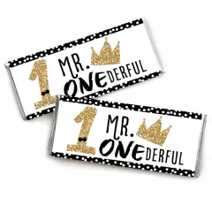 Big Dot of Happiness 1st Birthday Little Mr. Onederful - Candy Bar Wrapper Boy First Birthday Party Favors - Set of 24