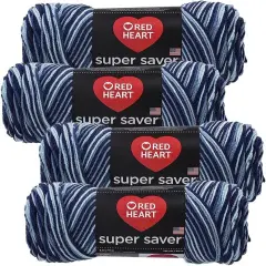 (Pack of 4) Red Heart Super Saver Yarn-Shaded Dusk
