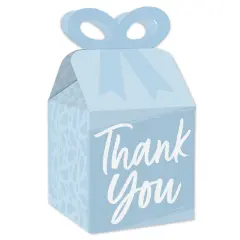 Big Dot of Happiness Dusty Blue Elegantly Simple - Square Favor Gift Boxes - Guest Party Favors Bow Boxes - Set of 12