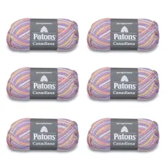 Patons Canadiana Variegates Pretty Baby Yarn - 6 Pack of 3.5oz/100g - Acrylic - 4 Medium - 190 Yards - Knitting/Crochet