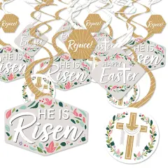 Big Dot of Happiness Religious Easter - Christian Holiday Party Hanging Decor - Party Decoration Swirls - Set of 40